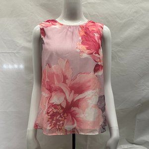 Tahari Arthur S. Levine Pink Floral Sleeveless Blouse with Lining Size Women's S